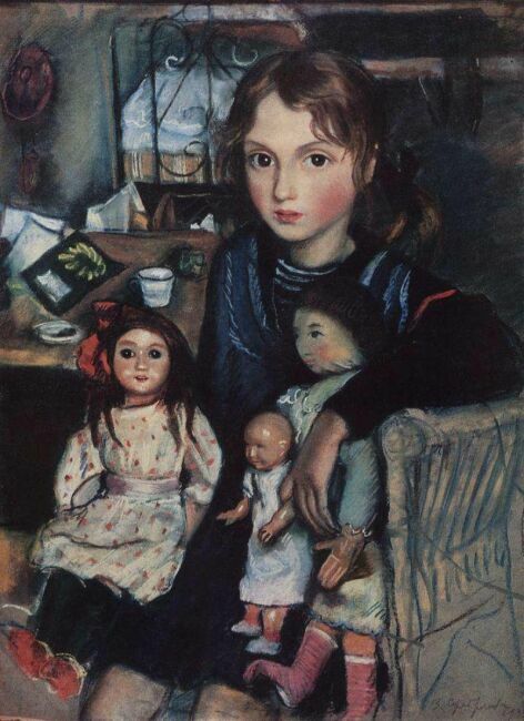 Катя с куклами - картина З.Серебряковой 1923