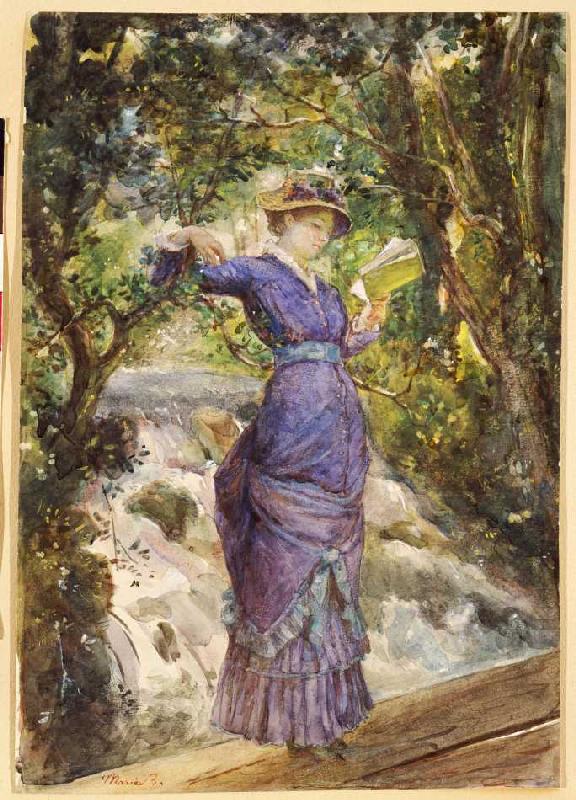 Marie Bashkirtseff_14 Девушка, читающая на водопаде (около 1882г)